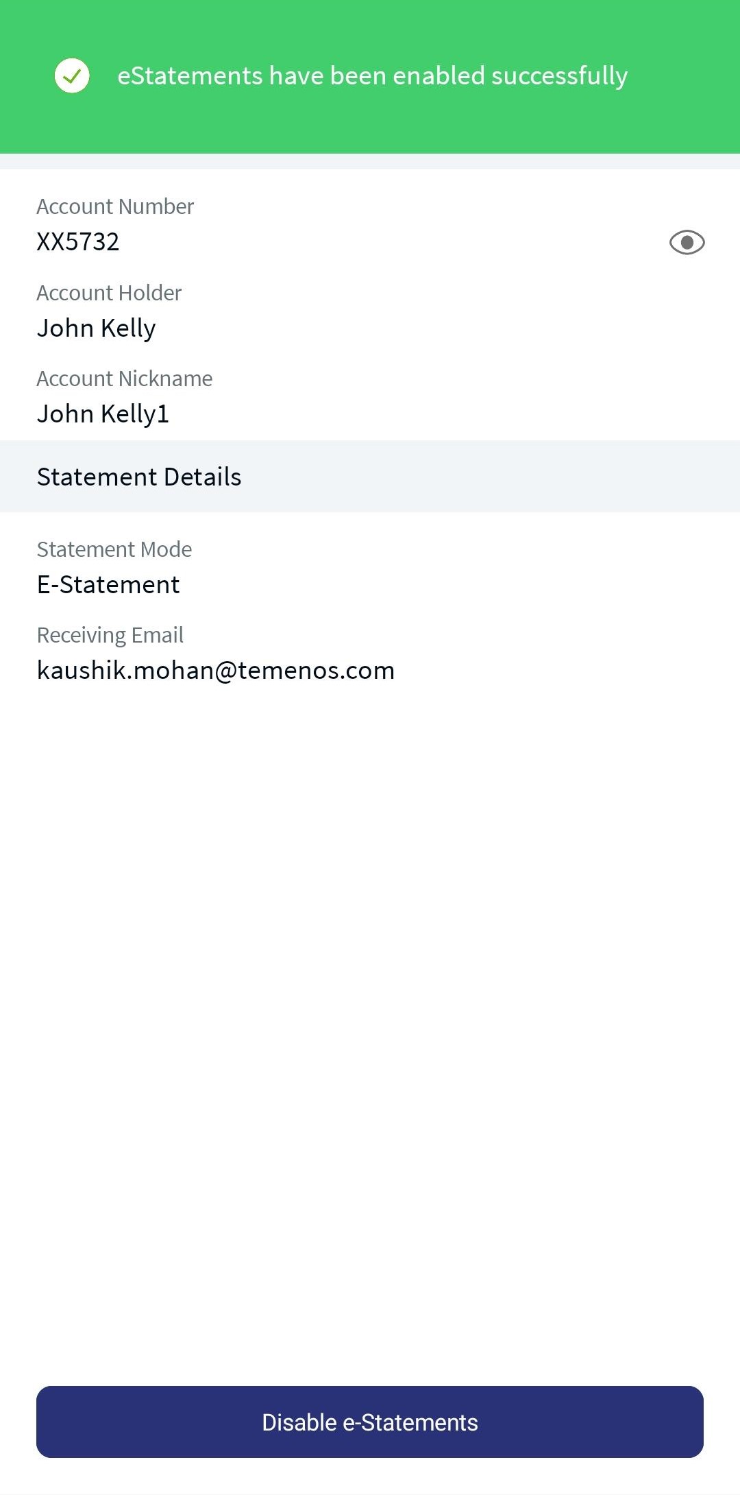 e Statement Enabled Successfully
